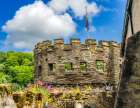 Gun battery behind church, Graves Castle, Dartmouth, Devon, England. Castle originally built 1300s. Art Print